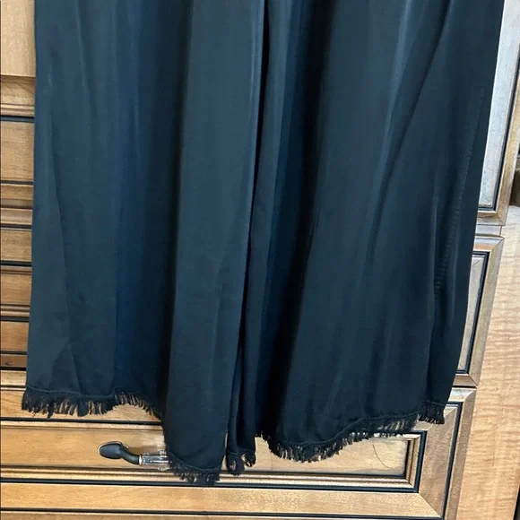 Wide Leg Black Women's Pants - Drawstring Waist with pockets - Picture 7 of 8